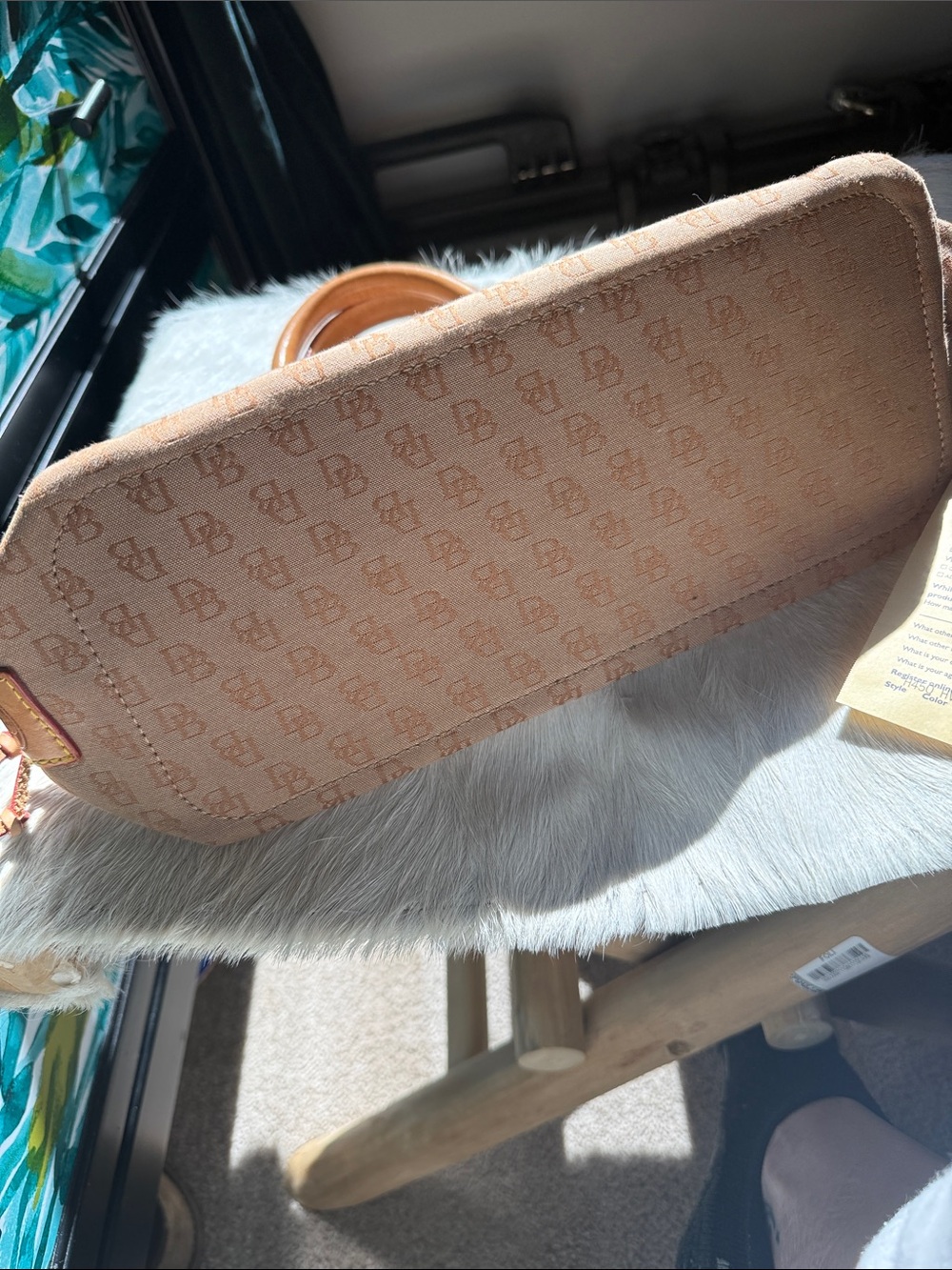 Dooney & Bourke Tan Monogram Drawstring Tote - Picture 5 of 10
